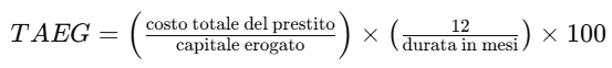 Formula calcolo taeg