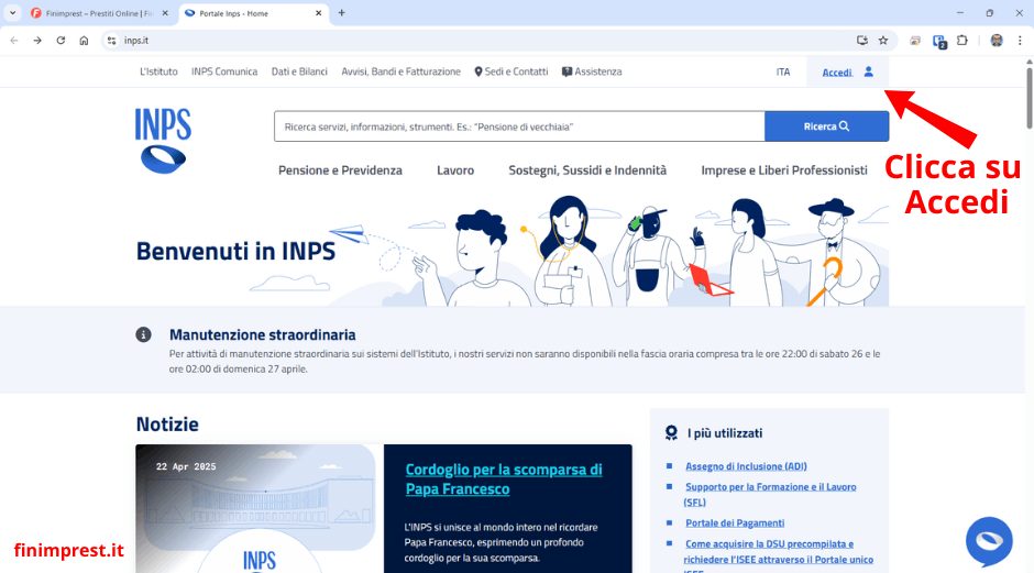 Home page Inps