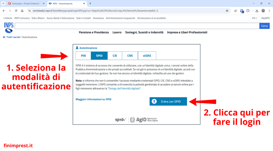 Login Inps tramite SPID